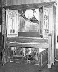 Interior of the Seeburg Style G Orchestrion in the Hathaway & Bowers, Inc., showroom, circa 1968.